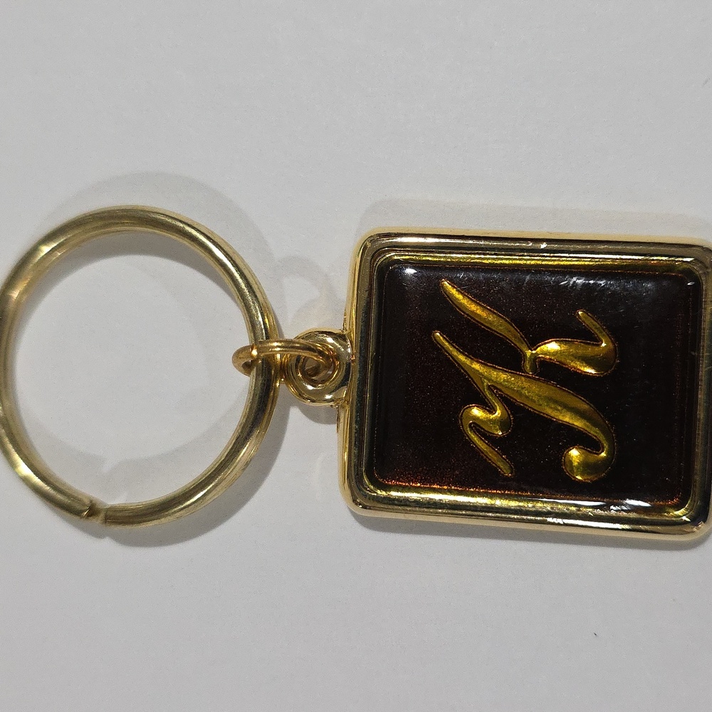 Gold Tone Rectangular Keychain with Initial "K" – Personalized Gift Accessory - Picture 6 of 8